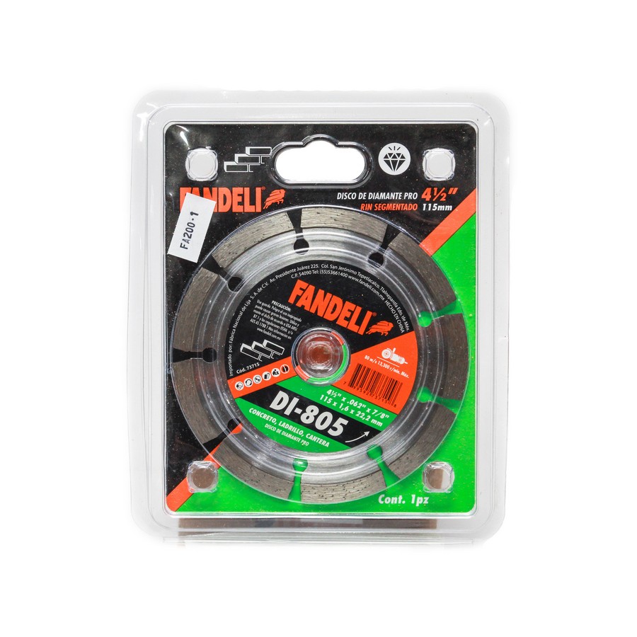 DISCO DIAMANTE FANDELI 4 1/2 SEGMENTADO (SECO) 73715