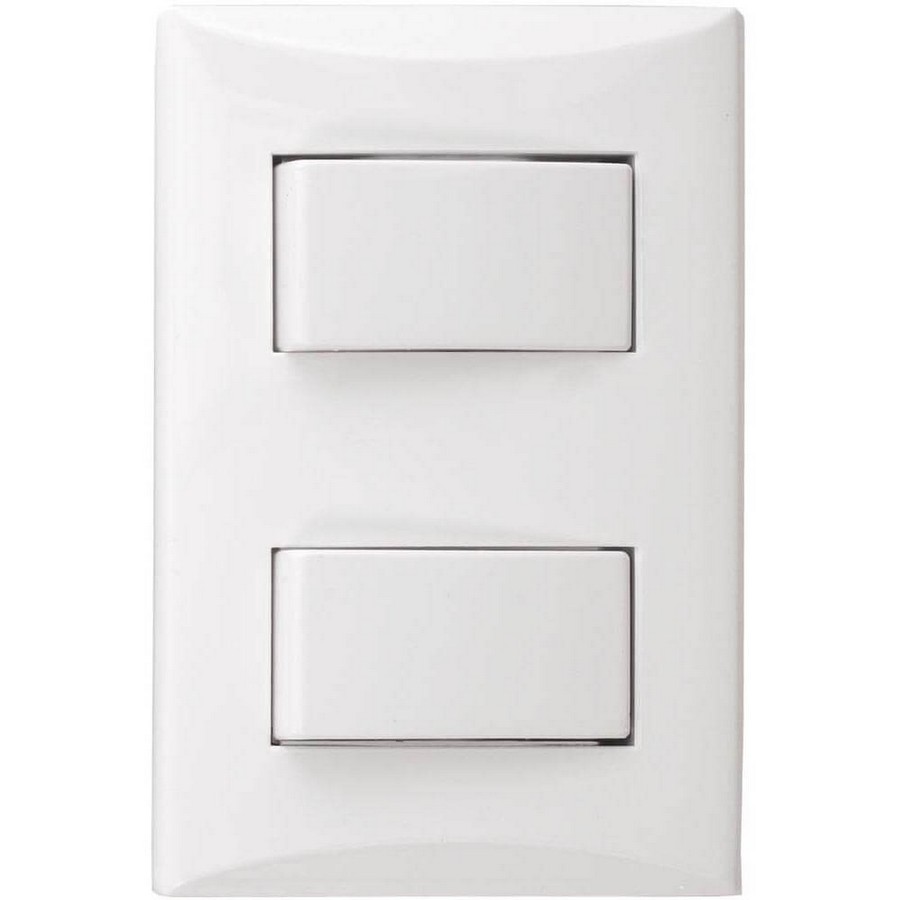 INTERRUPTOR PLATA DOBLE C/PLACA BLANCO 1004