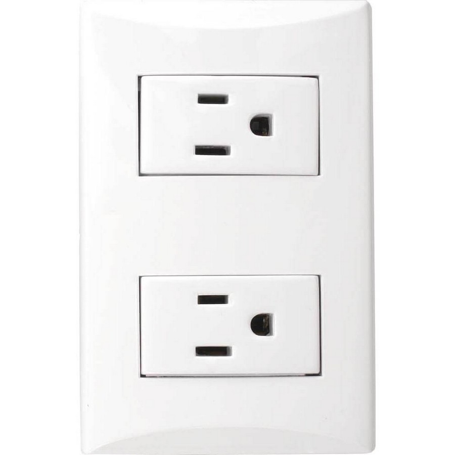 TOMA CTE. PLATA HEMBRA DOBLE C/PLACA BLANCO 1009A-W