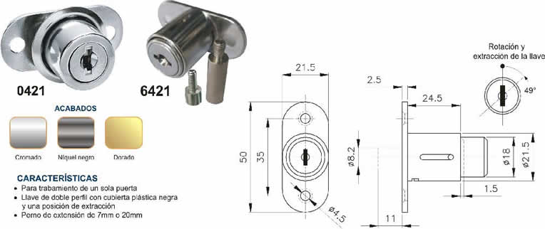 CERRADURA PARA MUEB. SOPRANO DORADO 6502-0802-33