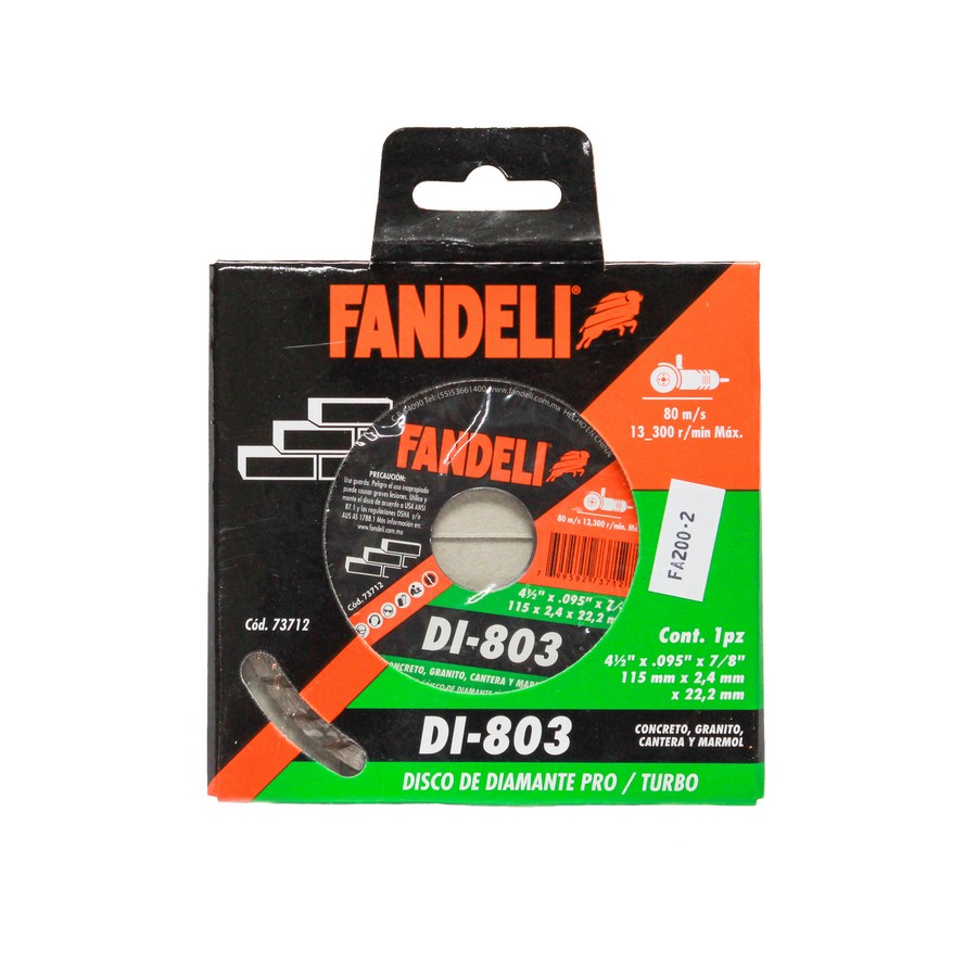 DISCO DIAMANTE FANDELI 4 1/2 HUMEDO (TURBO) 73712/72963
