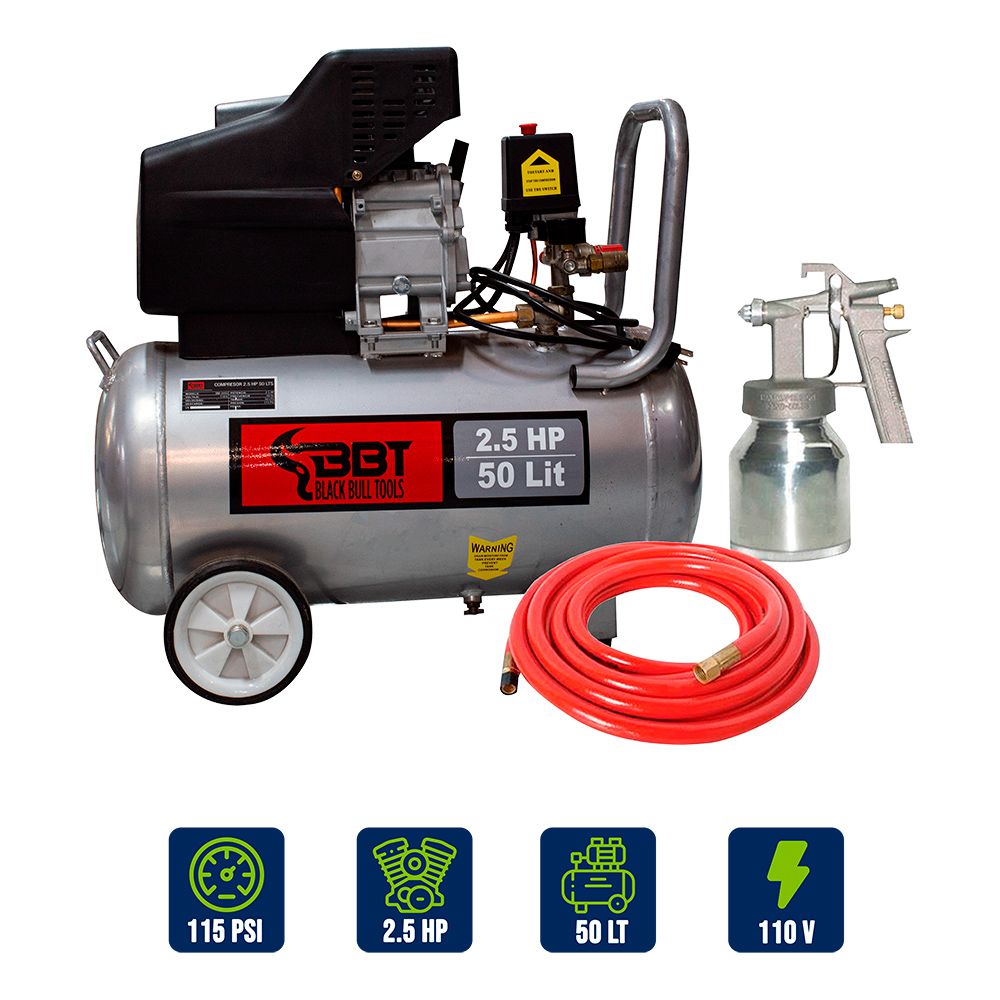 COMPRESOR TECNO 50LTS. 2.5HP 115PSI 110V BBT BM2050