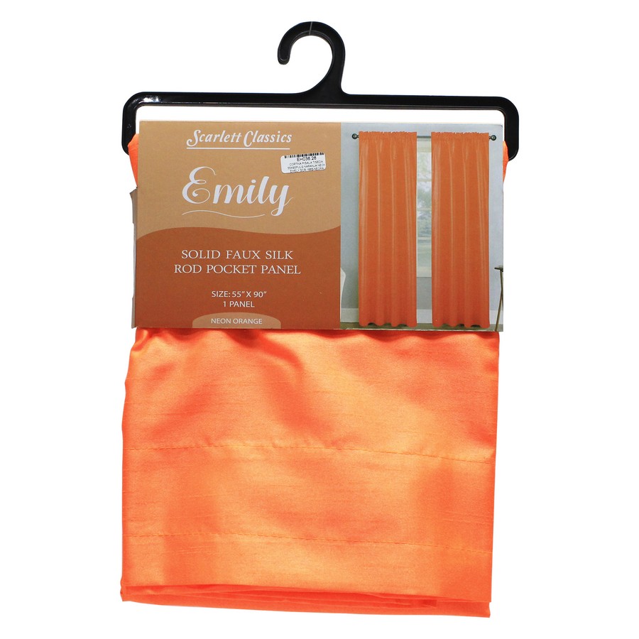 CORTINA P/SALA T/SEDA 55X90PULG NARANJA NEON EMELY SCR-1665-NEORA