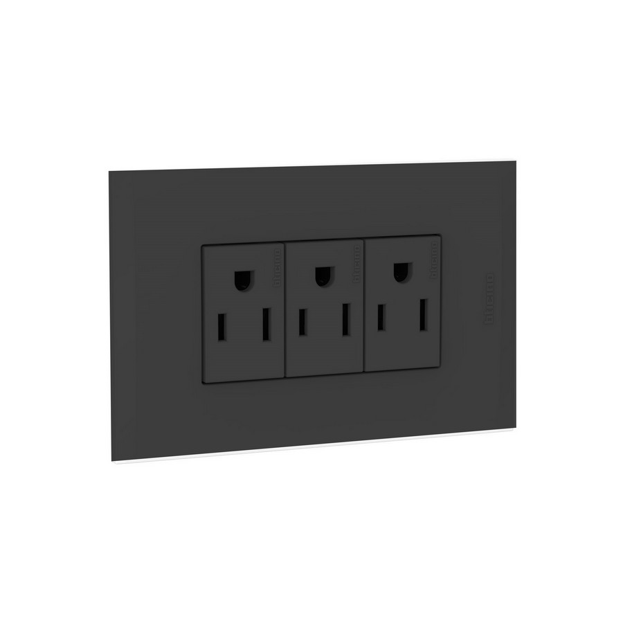 TOMA TRIPLE POLARIZADO INTEGRADO NEGRO NOBILE BTICINO AF2335EANG