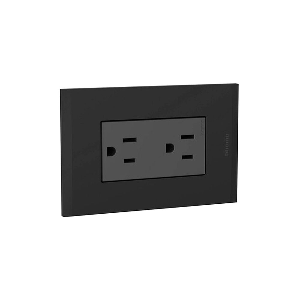 TOMA DOBLE POLARIZADO INTEGRADO NEGRO NOBILE BTICINO AF2228EANG