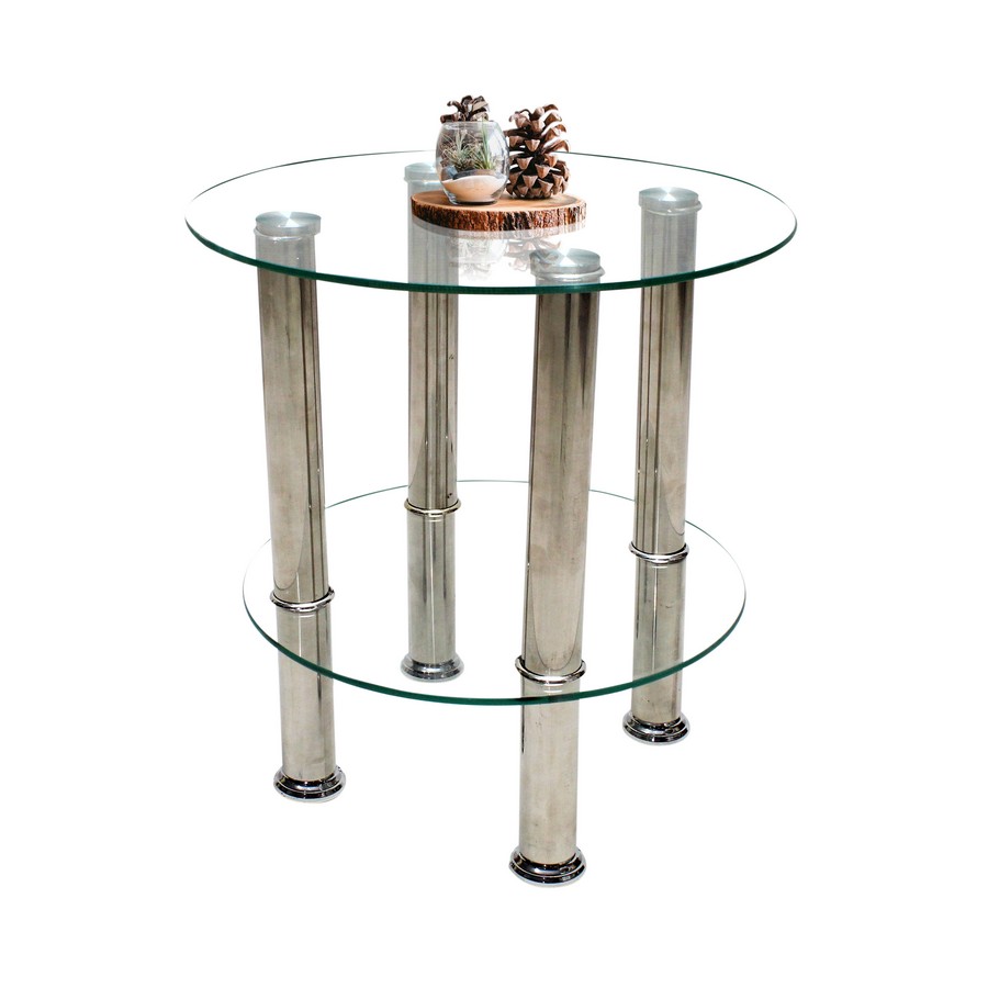 MESA DE CENTRO REDONDA VIDRIO 0.43 X 0.43 MT WR-911