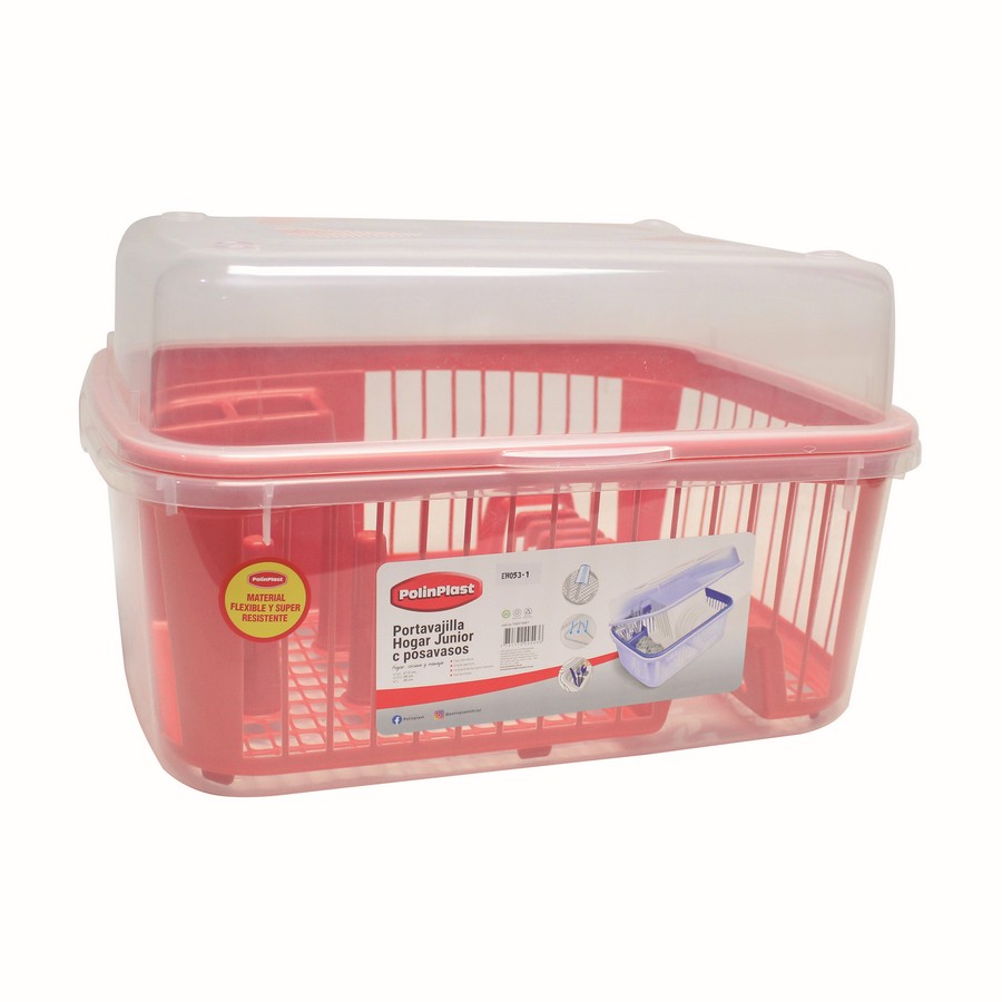 ESCURRIDOR DE PLATOS PLAST. CON PORTA VASOS 47.5CMS 175-312