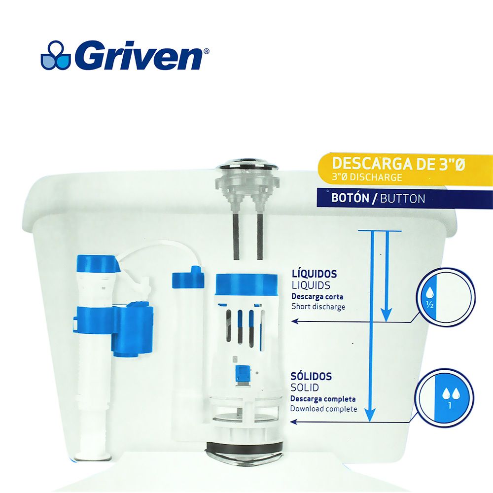 REPUESTO P/TANQUE INODORO 1 PIEZA-PUSH GRIVEN A367-MP010