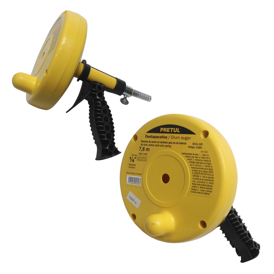 DESTUPIDOR CAÑERIAS CABLE ACERO TIPO PISTOLA 7.6 MTS. TRUPER/PRETUL 22881