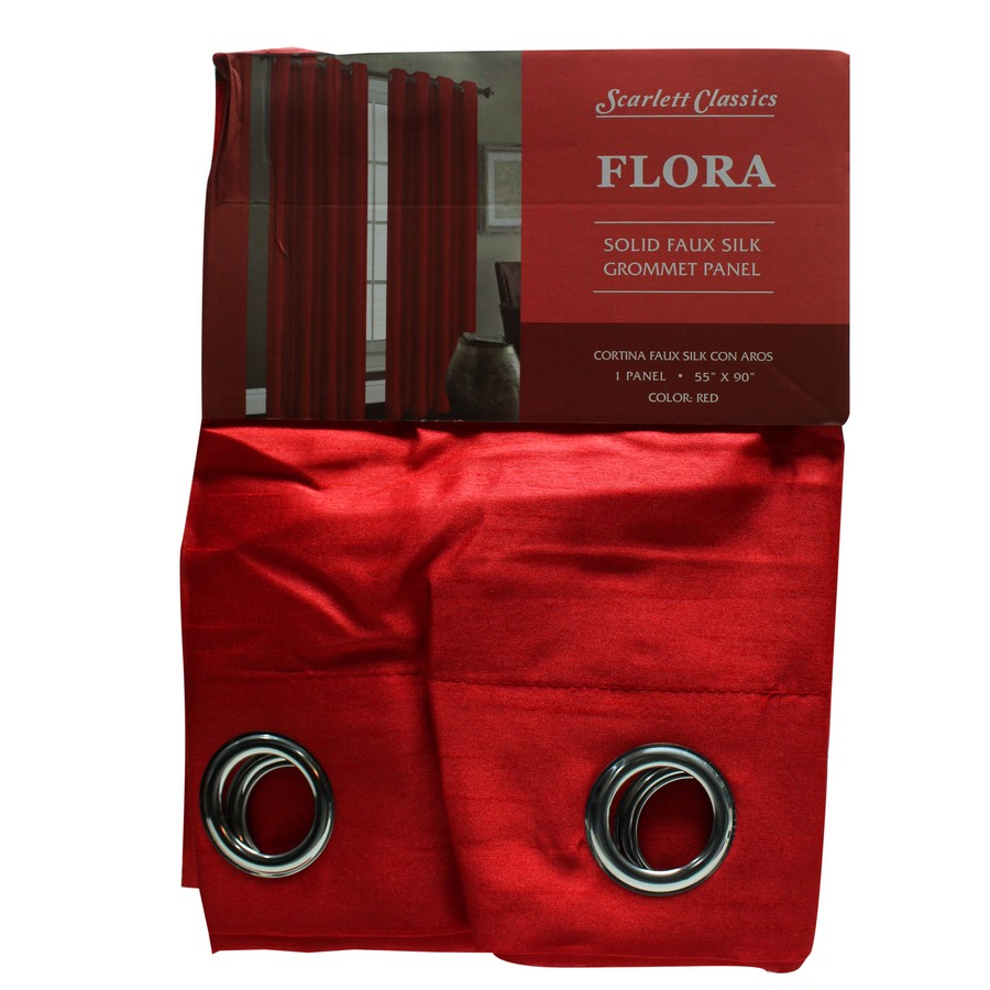 CORTINA PARA SALA 55X90 PULG ROJO COL. FLORA SCR-1098-RED