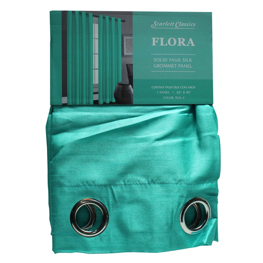 CORTINA PARA SALA 55X90 PULG TEAL COL. FLORA SCR-1571-TEAL2