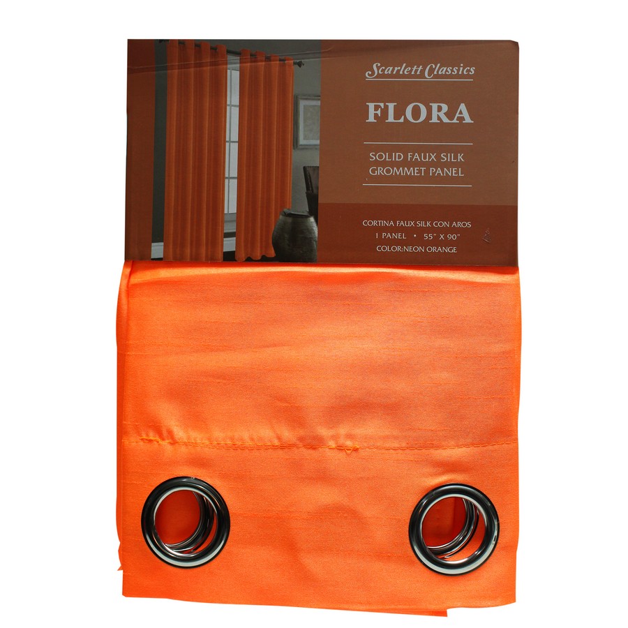 CORTINA P/SALA 55X90 PULG NARANJA NEON COL. FLORA SCR-1591-NEORA