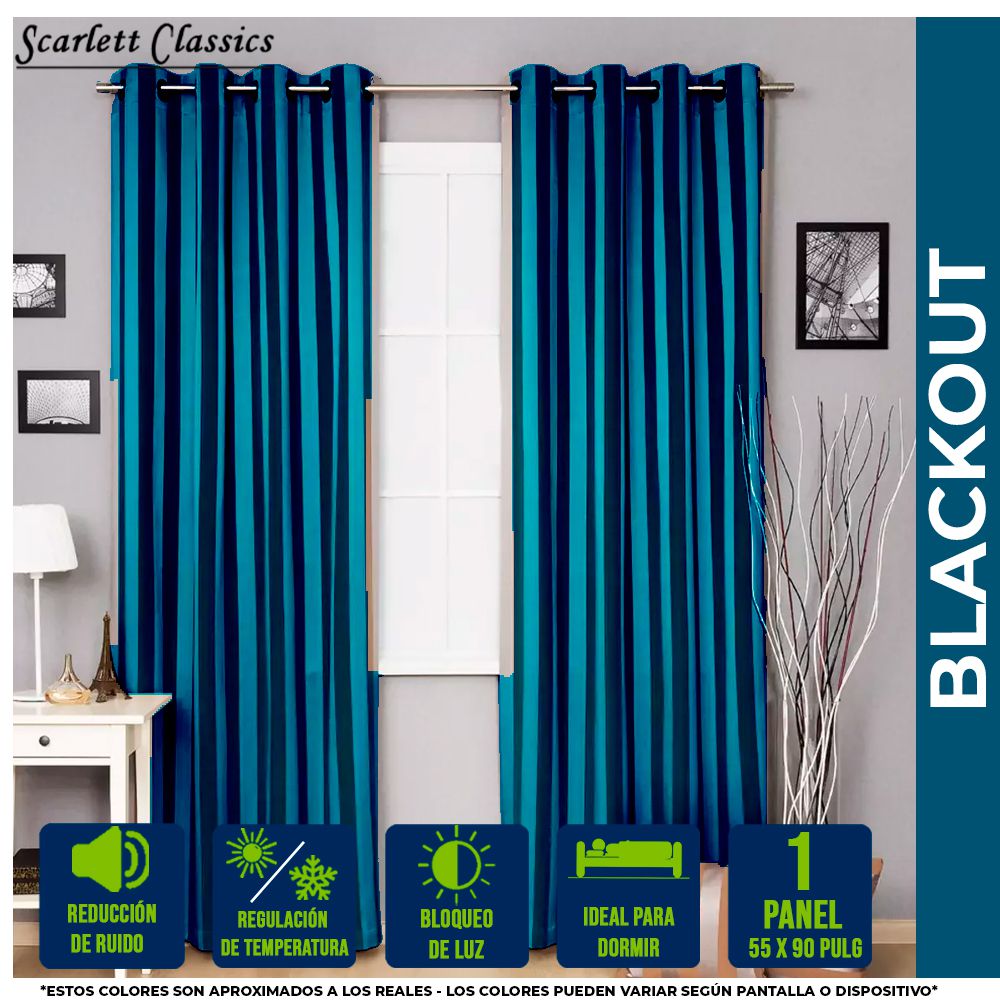 CORTINA PARA SALA BLACKOUT AMANDA 52 X 90 TEAL NV-888