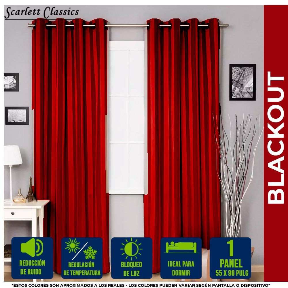 CORTINA PARA SALA BLACKOUT AMANDA 52 X 90 ROJO NV-887