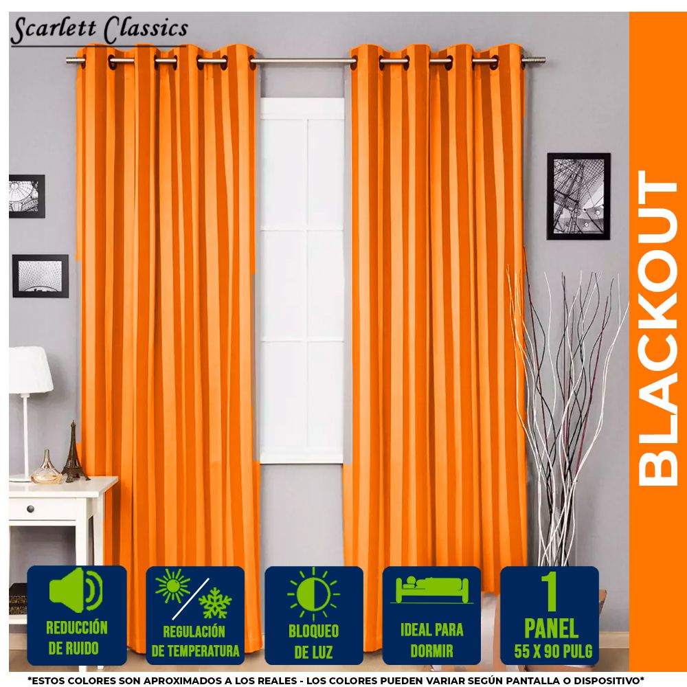 CORTINA PARA SALA BLACKOUT AMANDA 55 X 90 PULG NARANJA NV-970
