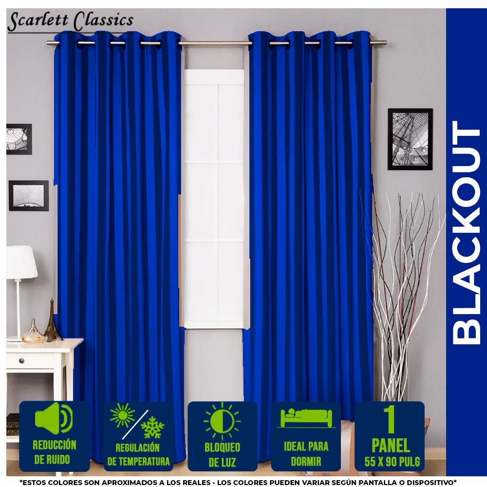 CORTINA P/SALA BLACKOUT AMANDA 55 X 90 PULG AZUL NV-973