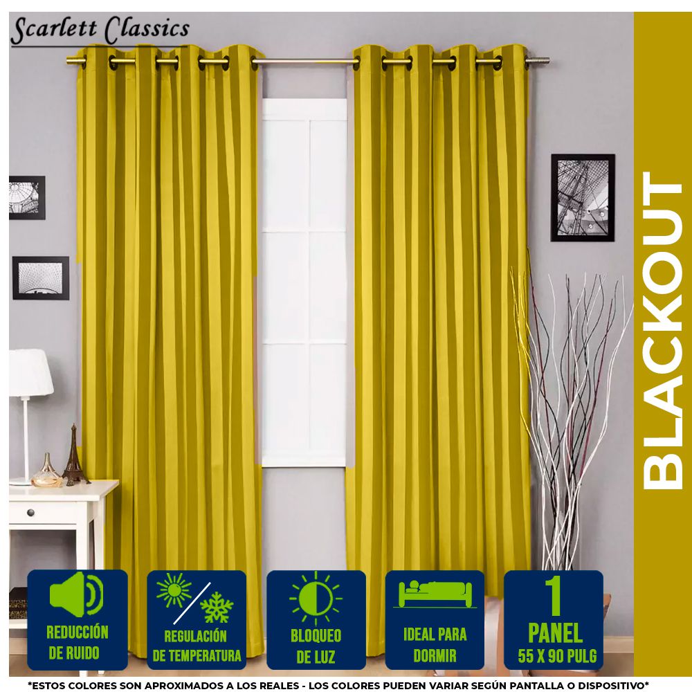 CORTINA PARA SALA BLACKOUT AMANDA 55 X 90 PULG AMARILLO NV-974