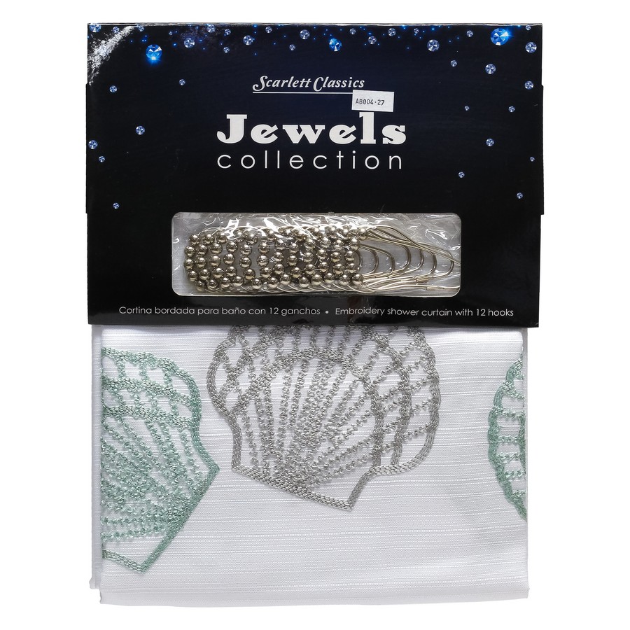 CORTINA PARA BAÑO CON GANCHOS JEWELS SCR-1656
