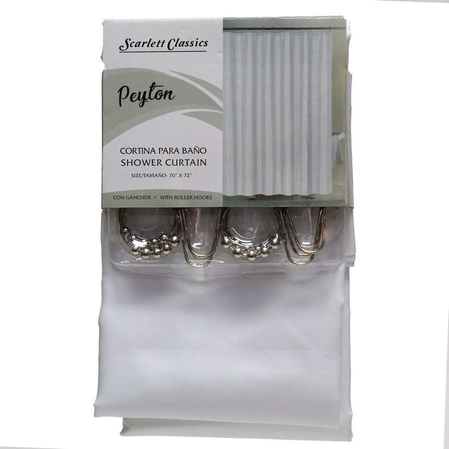 CORTINA PARA BAÑO CON GANCHOS JEWELS SCR-1784-WH