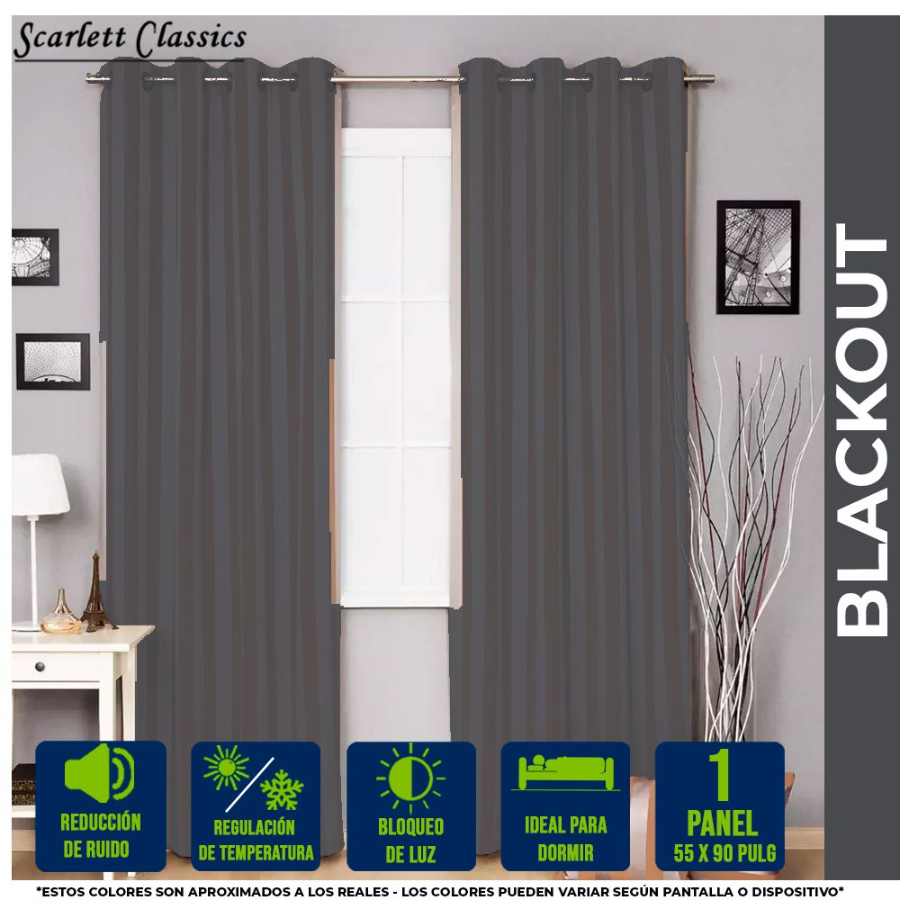 CORTINA P/SALA BLACKOUT AMANDA 55 X 90 PULG GRIS OSC. NV-971
