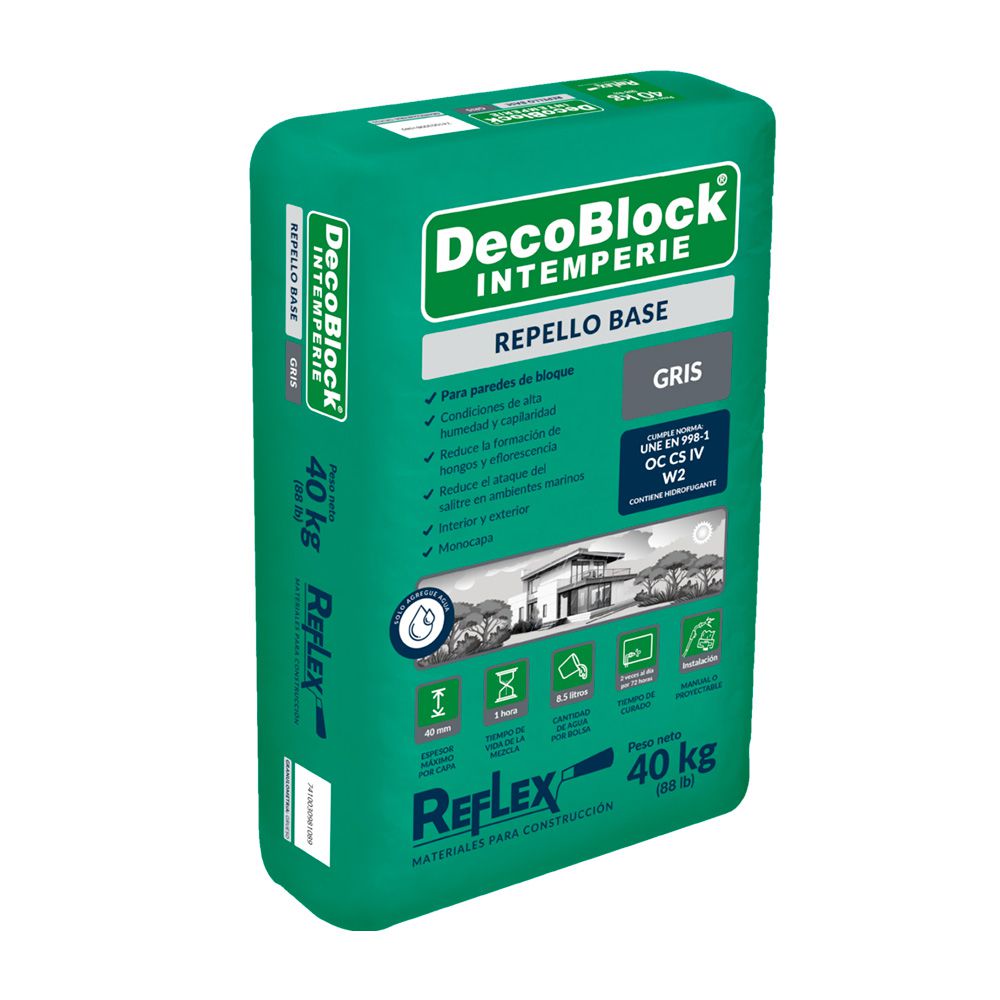 DECOBLOCK BLANCO GRANO GRUESO EXTERIOR 40KG. REFLEX