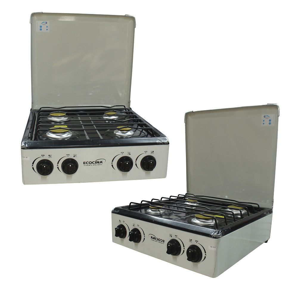 COCINA DE MESA CON TAPADERA GAS 4Q MARFIL ECOCINA