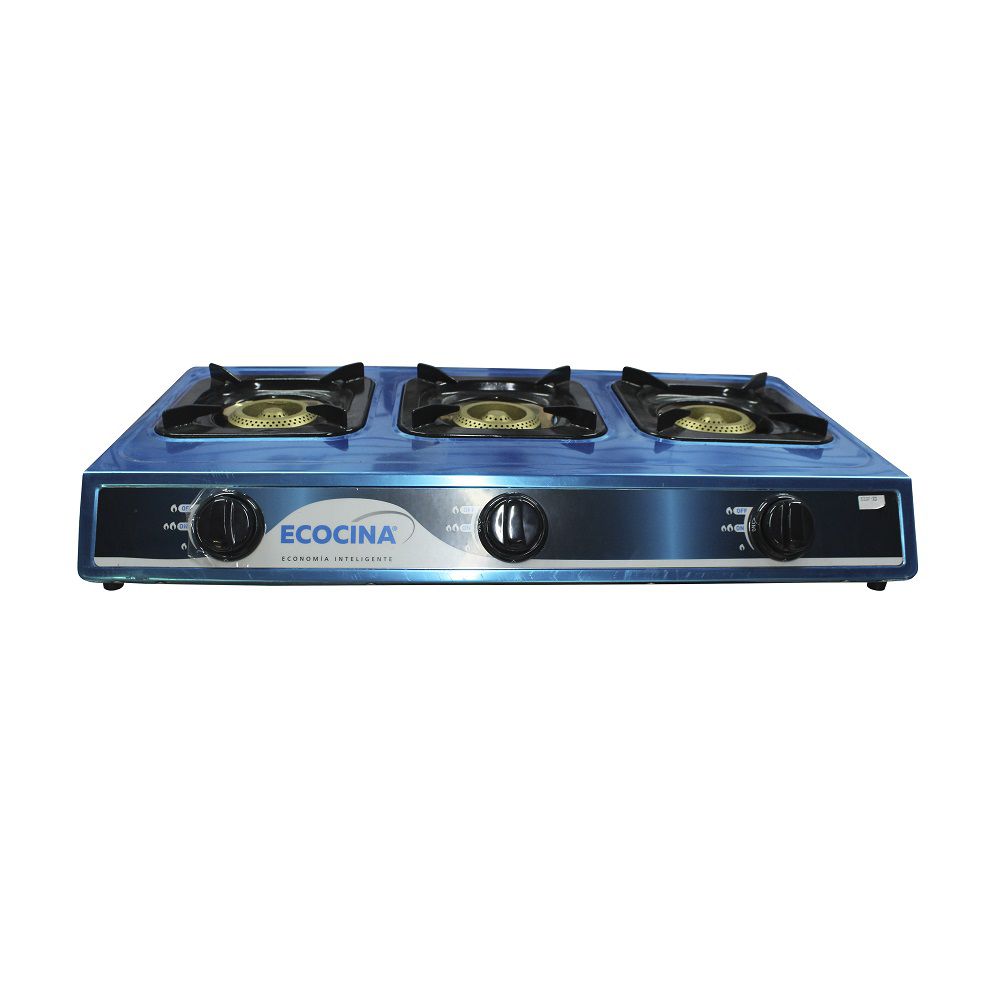 COCINA DE MESA ACERO INOX. GAS 3Q C/CHISPERO ECOCINA QH-A3