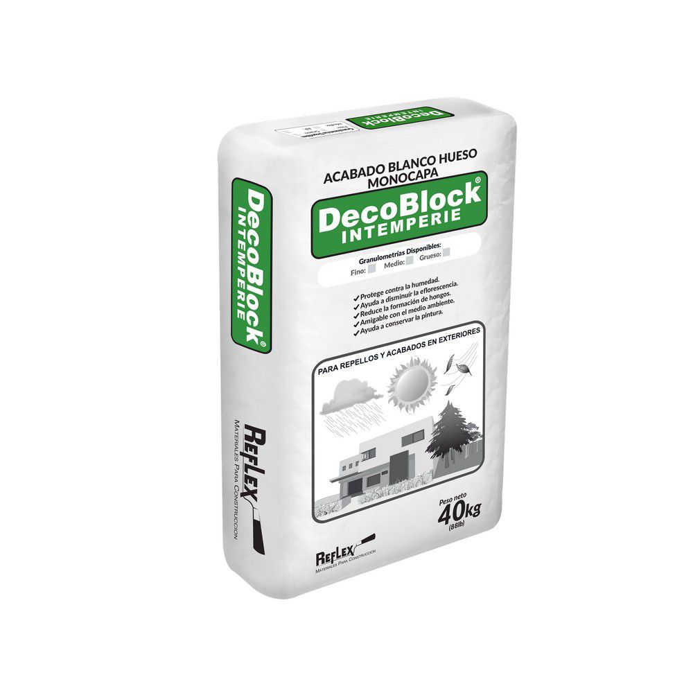 DECOBLOCK BLANCO GRANO FINO EXTERIOR 40KG. REFLEX