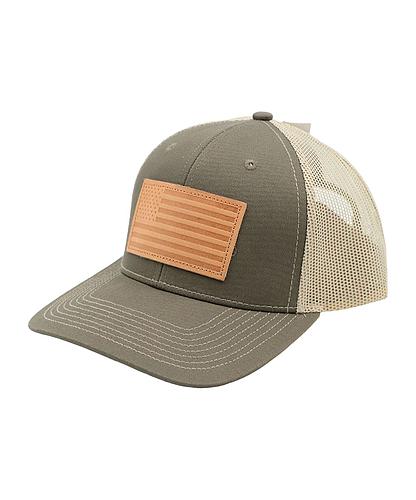 GORRA OUTDOOR USA LEATHER PATCH FLAG USA771-OLV/KHAKI