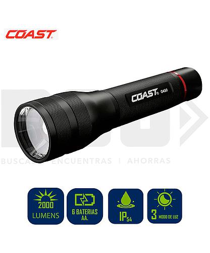 LAMPARA DE MANO LED COAST 6XAA 2000LM X 320M - G450