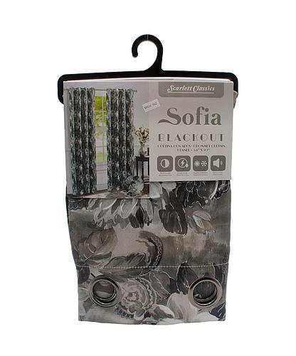 CORTINA P/SALA BLACKOUT SOFIA 54 X 90 GRIS/FLORES SCR-3253