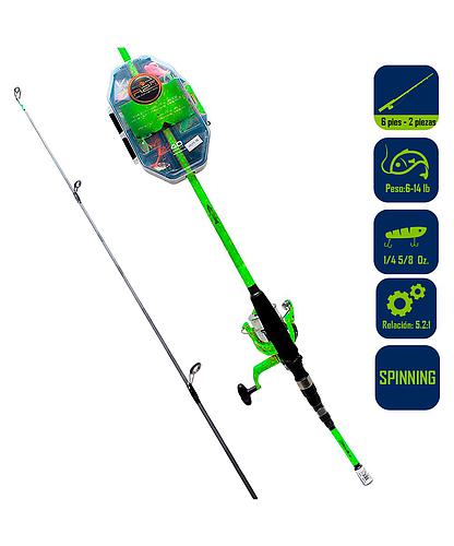 CAÑA PESCA C/CARRETE SPINNING 6 PIES 6 PULG R2FISH R2F4-BA/S