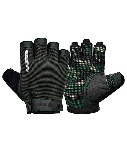 GUANTES P/PESAS RDX T2 HALF ARMY GREEN-XL WGA-T2HA-XL