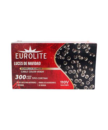 GUIA NAVIDEÑA 300 LED BLANCA CBL VERDE LD-300BLA
