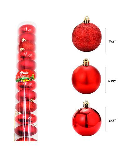 BOLAS NAVIDEÑAS ROJAS 60MM SET 12PCS XMB-411