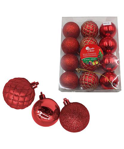 BOLAS NAVIDEÑAS ROJAS 60MM SET 12PCS XMB-455