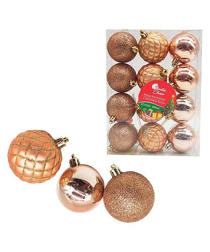 BOLAS NAVIDEÑAS COBRE 60MM SET 12PCS XMB-462