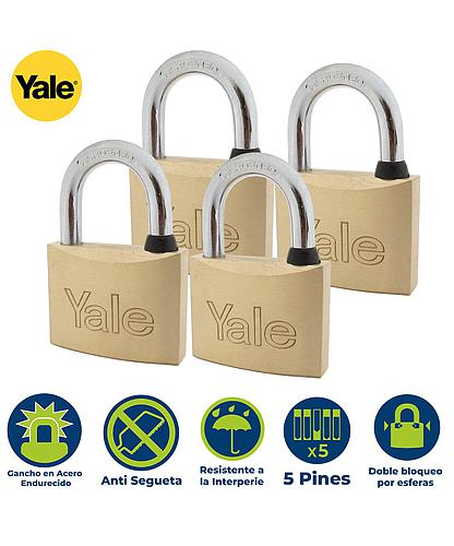 SET 4 CANDADOS LATON UNIFICADOS 40MM YALE 110-40