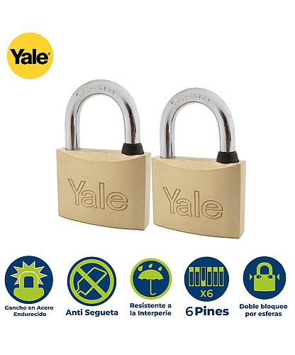 SET 2 CANDADOS LATON UNIFICADOS 50MM YALE 110-50
