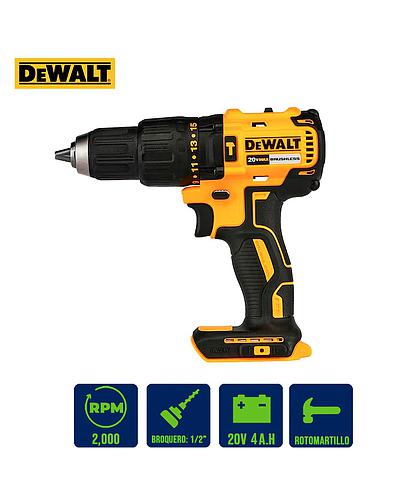 TALADRO PERCUTOR 1/2PLG. INAL. 20V 340W C/BATERIA Y CARGADOR DEWALT DCD7781B1 (PR)