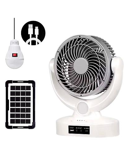VENTILADOR RECARG. PORTATIL 8 PULG + PANEL SOLAR + BOMBILLO EL-3080