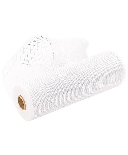 CINTA DECORATIVA NAVIDEÑA BLANCA 15CM X 10YDAS MALLA REF-S-09