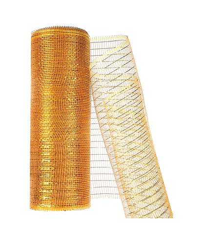 CINTA DECORATIVA NAVIDEÑA DORADA 15CM X 10YDAS MALLA REF-S-15