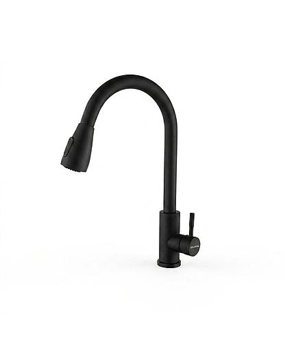 LLAVE PARA FREGADERO CABEZAL EXTRAIBLE NEGRO MATE AQUAFINA A-8301B