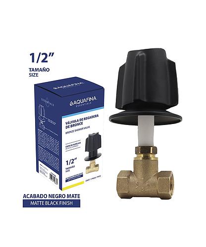 VALVULA DUCHA CORTA 1/2 PULG NEGRO MATE AQUAFINA A-5045BL