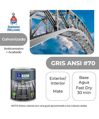 PINTURA KEM PARA METALES GALVA. BASE AGUA MATE GRIS ANSI #70 1/4 SHERWIN B52ASA5-1/4