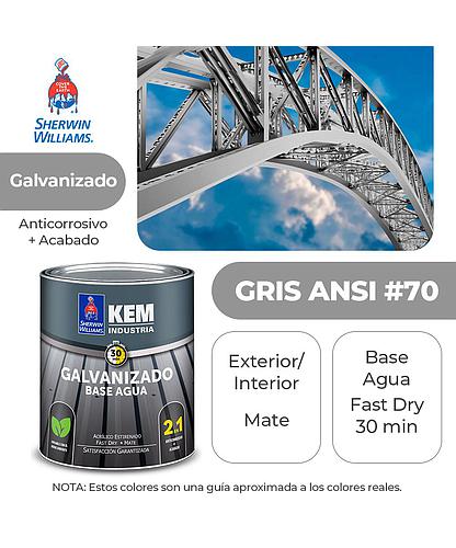 PINTURA KEM PARA METALES GALVA. BASE AGUA MATE GRIS ANSI #70 GALON SHERWIN B52ASA5-1
