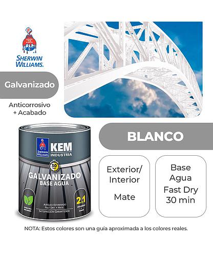 PINTURA KEM PARA METALES GALVA. BASE AGUA MATE BLANCO GALON SHERWIN B52WSA1-1