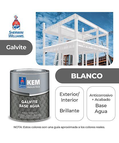 PINTURA GALVITE BASE AGUA PARA METAL BRILLANTE BLANCO GALON SHERWIN B50WSA3-1