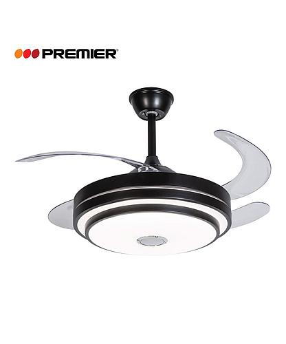 VENTILADOR TECHO ASPA RETRACTIL BOCINA NEGRO 20 PULG AB-9396CF(B)